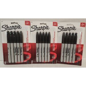 15 pack SHARPIE Permanent Marker Fine Point tip Black color ink set lot